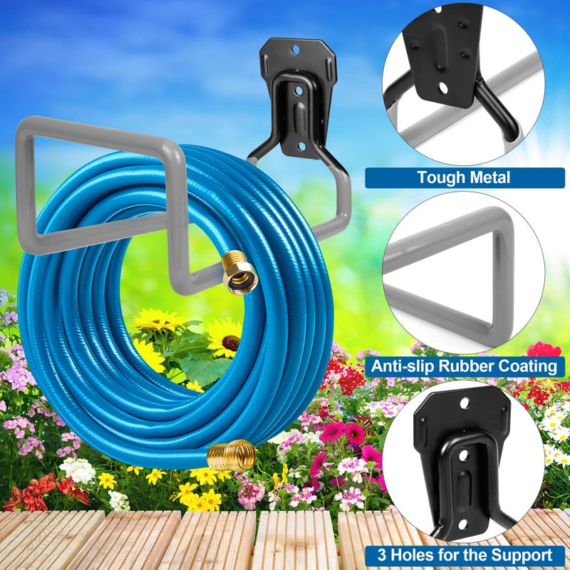 PeoMev Garden Hose Holder - Metal Garden Hose Reel Wall Mounted Water Hose Holders for Outside  Heavy Duty Hose Hanger for Water Hose Storage - Image 4